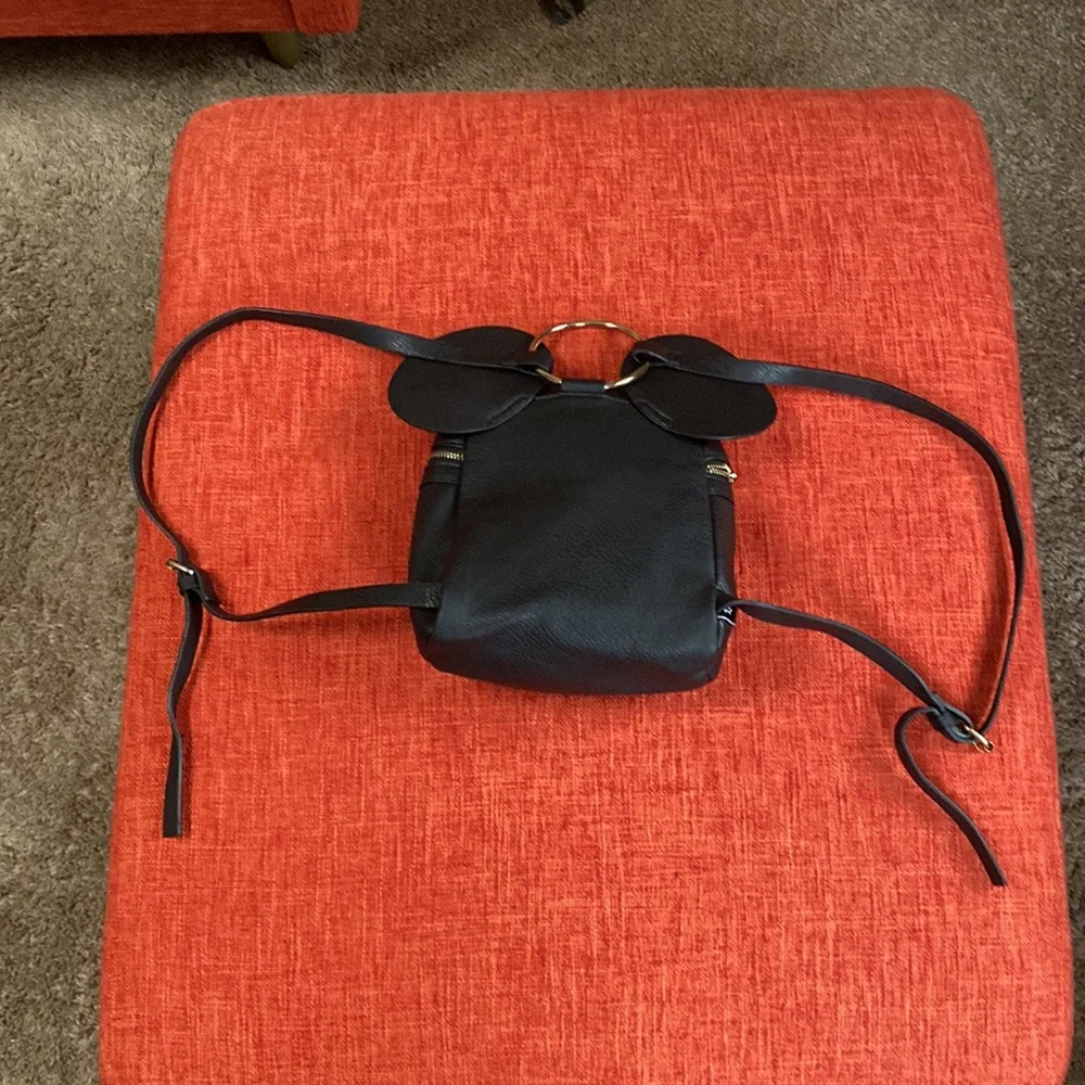 Disney x Typo Black Faux Leather Vegan Mickey Ear Mouse Backpack